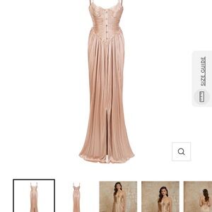 Women’s Pleated Satin Corset Gown in Blush